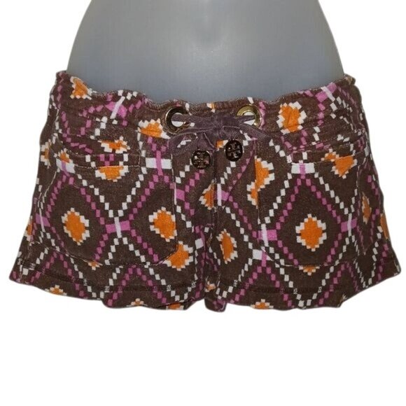 Tory Burch Brown Tribal Print y2k Terrycloth Shorts - Picture 1 of 8